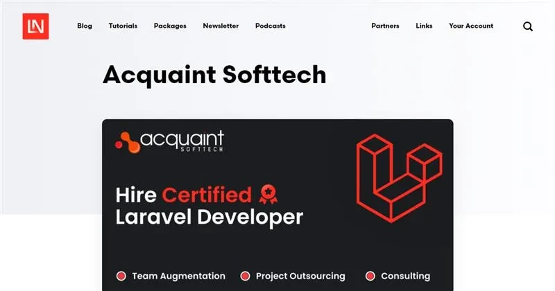Acquaint Softtech Recognized as a Laravel News Partner