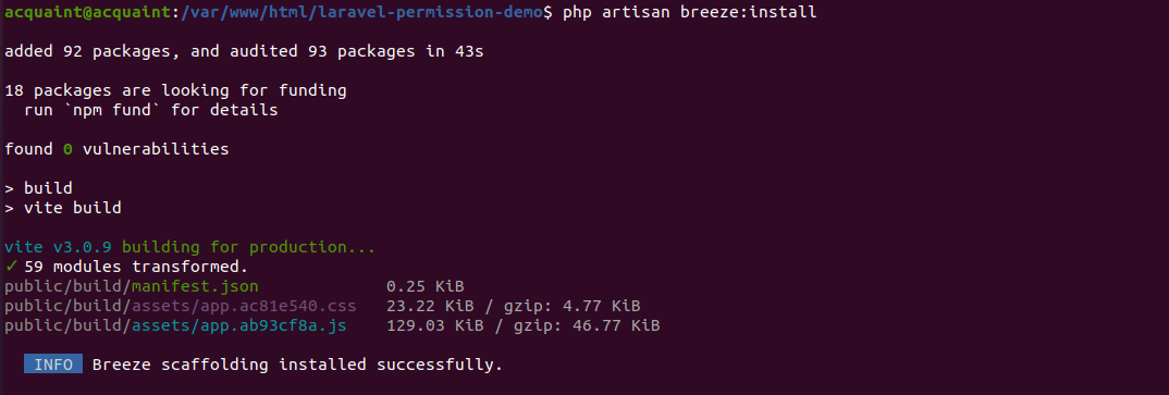 breeze install command