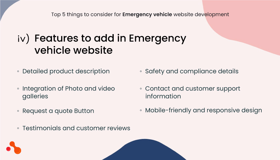 Features to add in Emergency vehicle website