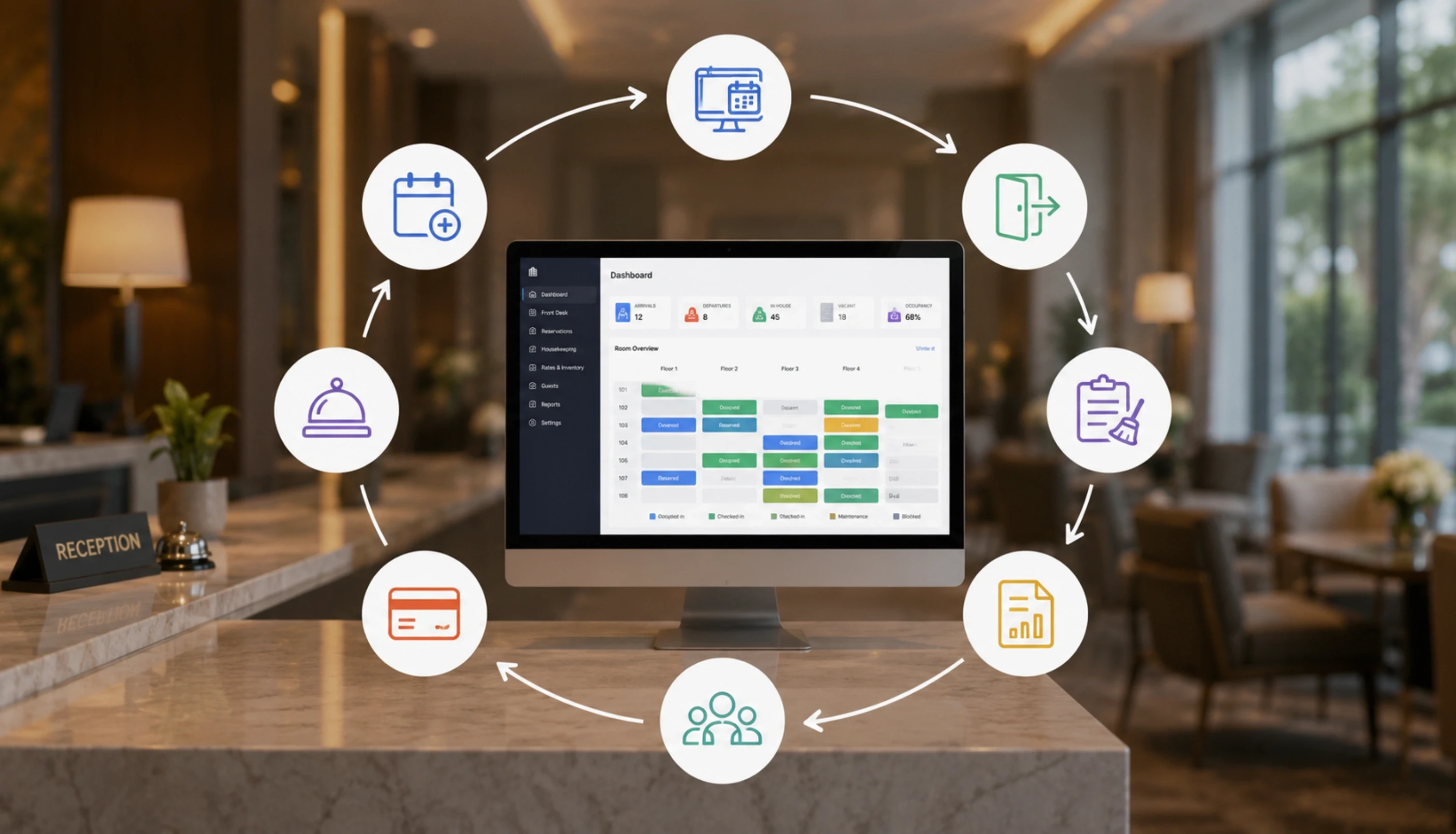 How a Hotel PMS Works in One Operational Day