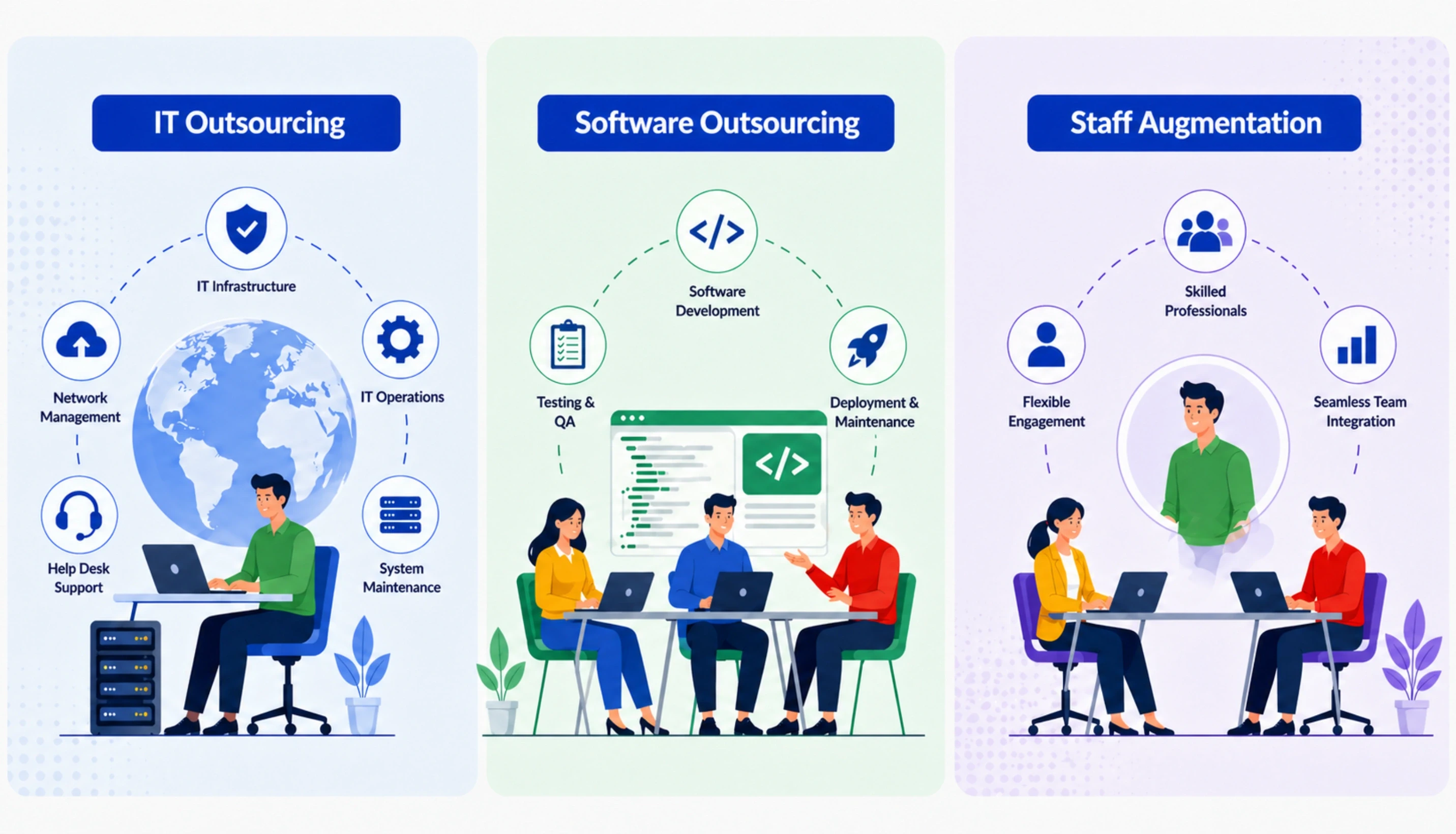 IT Outsourcing vs Software Outsourcing vs Staff Augmentation