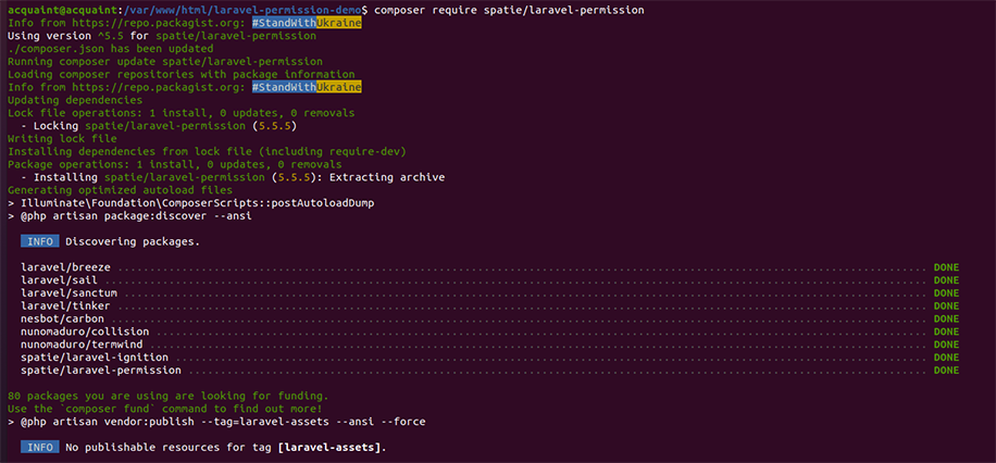 laravel permission install package