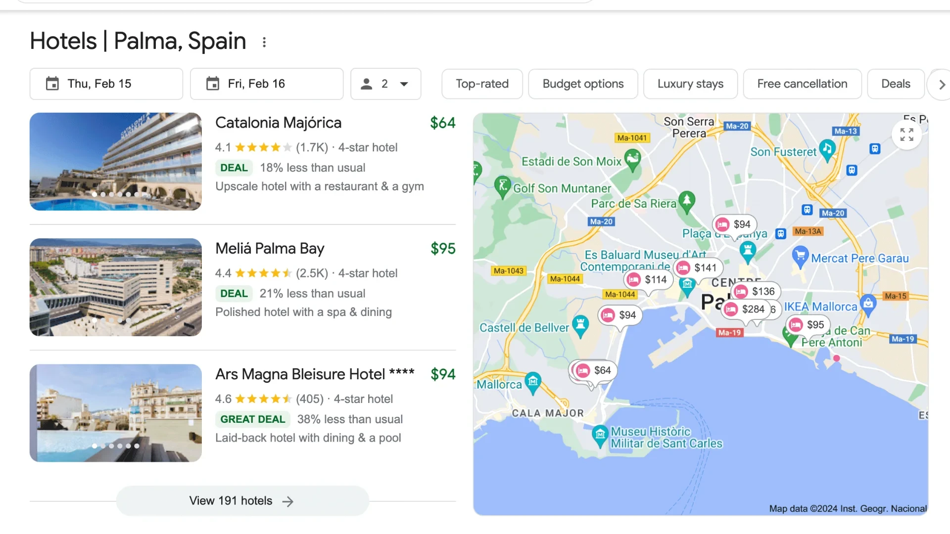 Map-based hotel search design