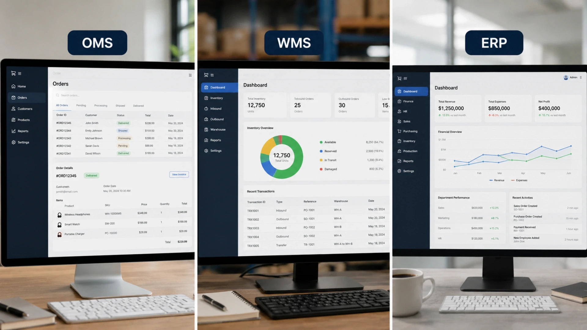 OMS vs WMS vs ERP: the real difference
