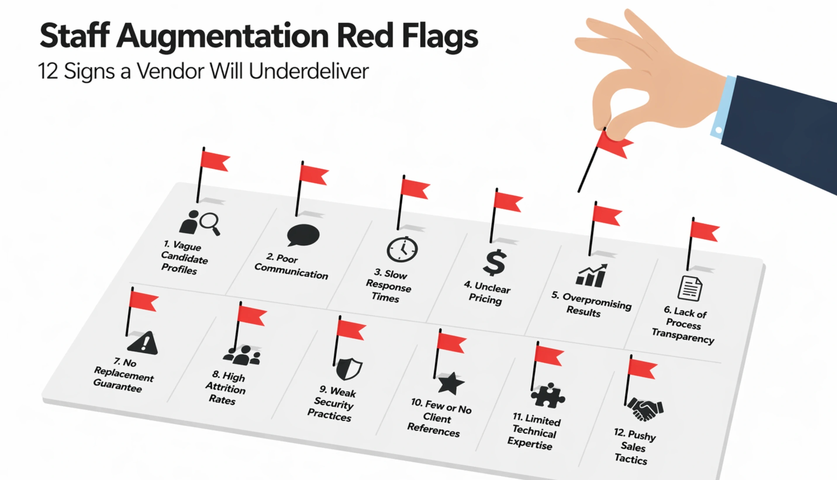 Staff Augmentation Red Flags: 12 Signs a Vendor Will Underdeliver