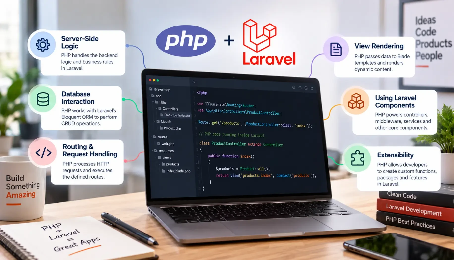 The core functions of PHP within Laravel