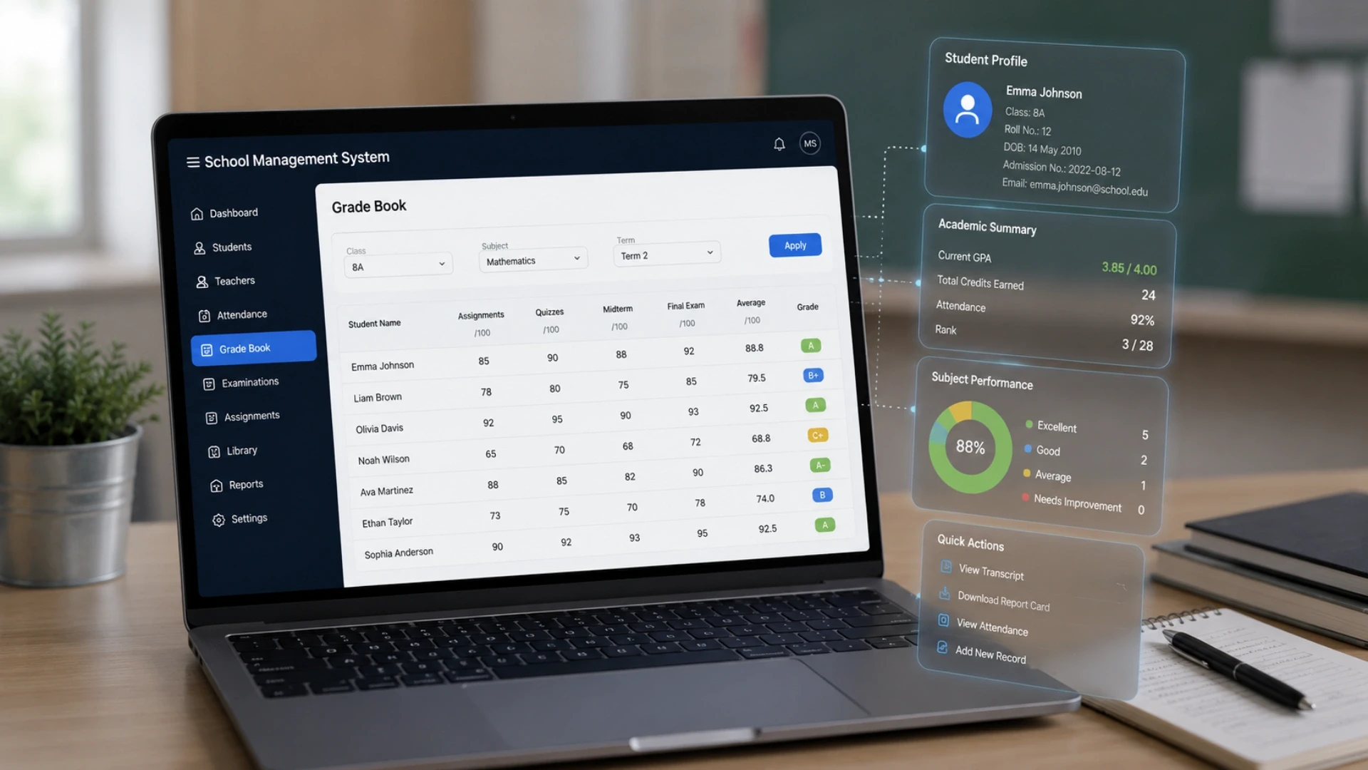 The grade book and report card engine