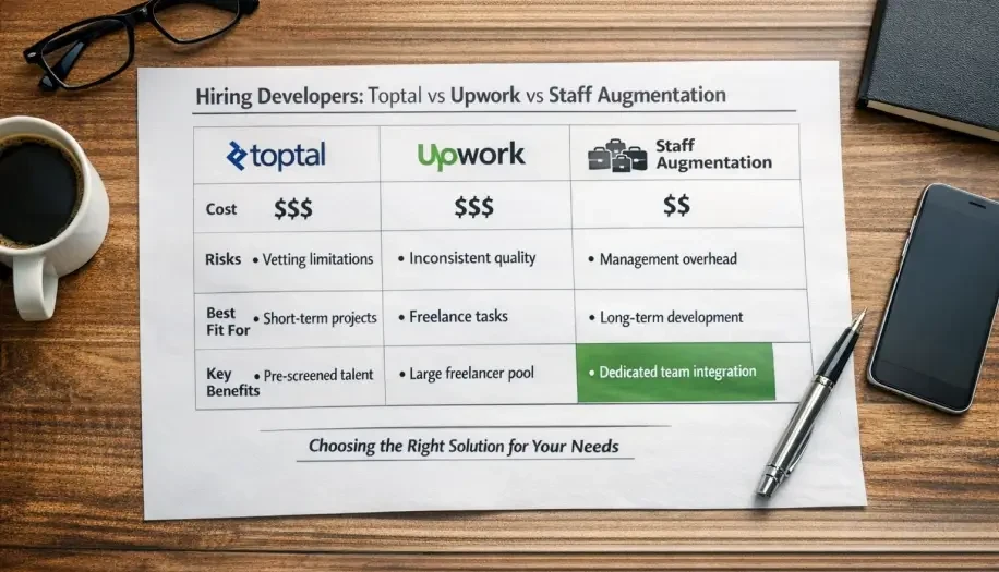 Toptal vs Upwork vs Staff Augmentation