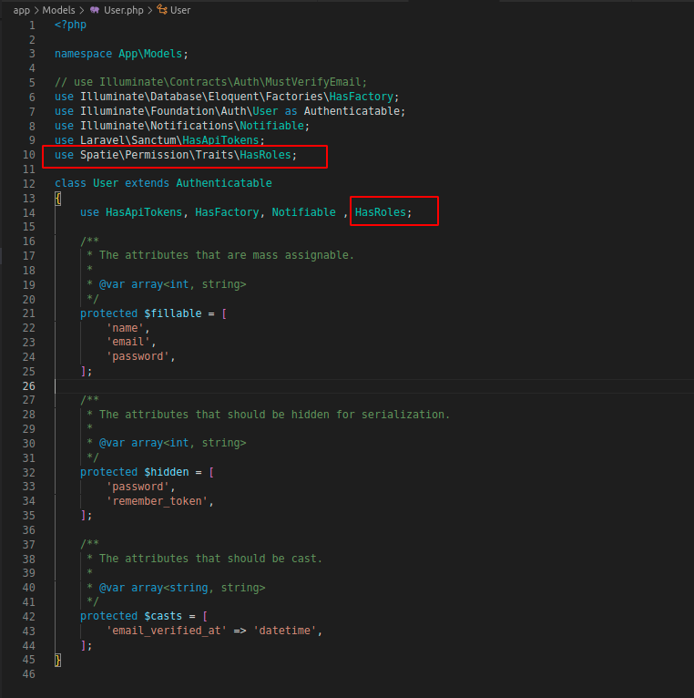 user model import class