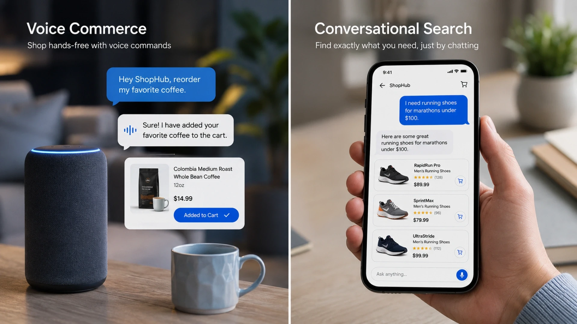 Voice commerce and conversational search