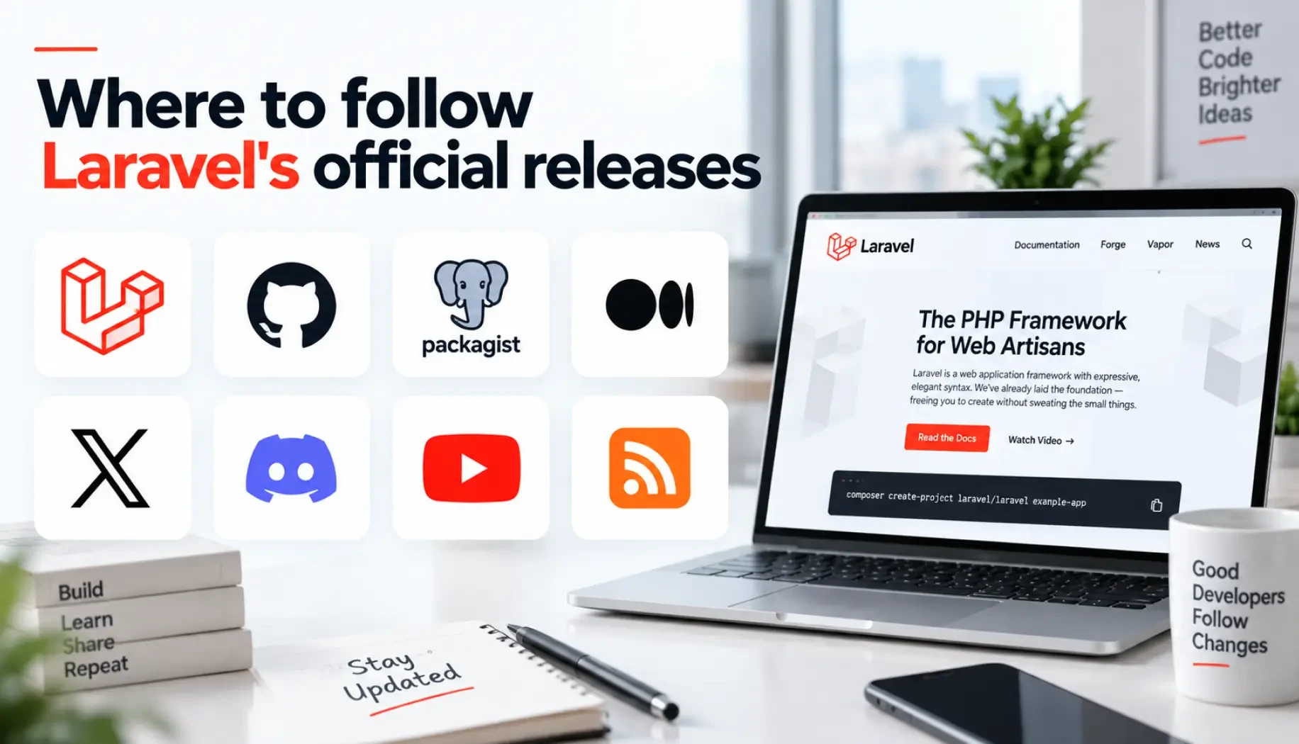 Where to follow Laravel's official releases